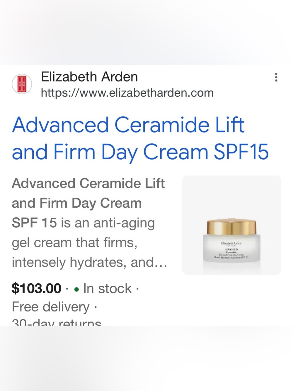 Elizabeth Arden White Jar with Gold Lid Moisturizer